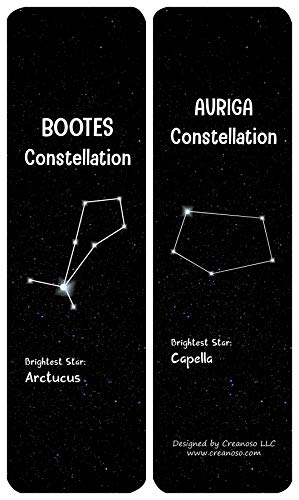 Creanoso Constellations and Their Brightest Stars Bookmarks Cards (30-Pack) - Assorted Designs for Children - Classroom Reward Incentives - Stocking Stuffers Party Favors & Giveaways for Students