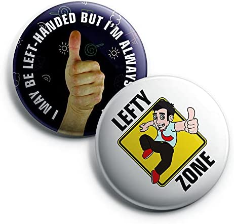 Left Handed Pinback Buttons (1 Set x 10 Designs)