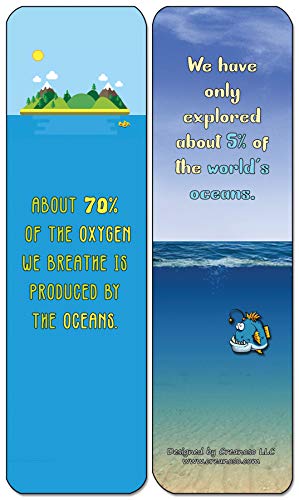 Creanoso Ocean Fun Facts Bookmarks Cards (30-Pack) - Assorted Designs for Children - Classroom Reward Incentives for Students - Stocking Stuffers Party Favors & Giveaways for Teens & Adults