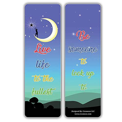 Creanoso Star and Moon Bookmarks (30-Pack) Ã¢â‚¬â€œ Inspiring Inspirational Motivational Sayings Bookmarker Cards for Men, Women, Adult, Teens, Bookworms Ã¢â‚¬â€œ Party Favors Supplies Ã¢â‚¬â€œ Business Gift Incentives