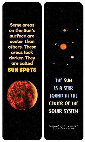 Creanoso Fun Sun Facts Bookmarks (30-Pack) - Classroom Reward Incentives for Students and Children - Stocking Stuffers Party Favors & Giveaways for Teens & Adults