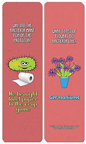 Creanoso Funny Cute Bacteria Bookmarks (60-Pack) - Premium Quality Gift Ideas for Children, Teens, & Adults for All Occasions - Stocking Stuffers Party Favor & Giveaways
