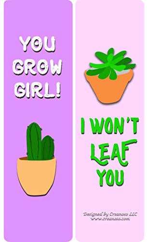 Creanoso Cactus and succulents quotes Bookmarks (30-Pack) - Bookmarker Giveaways for Catcus Lovers,Kids, Girls Ã¢â‚¬â€œ Assorted Collection Bulk Set Page Clip Ã¢â‚¬â€œ Unique Book Reading Rewards Incentive