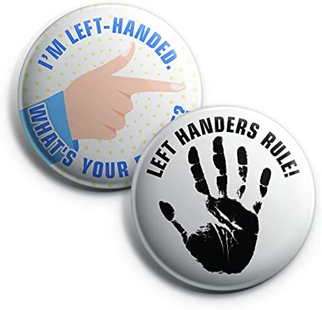 Left Handed Pinback Buttons (1 Set x 10 Designs)