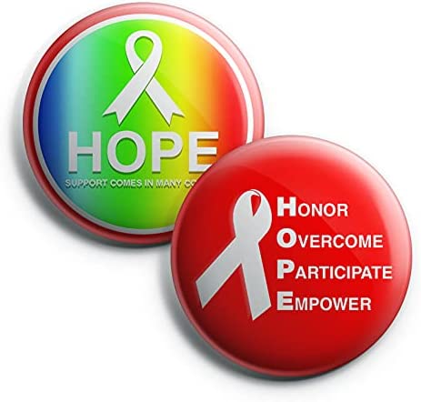 Hope Ribbon Pin Back Buttons Pins (1-Set X 10 Buttons)