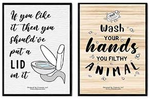 Creanoso Funny Bathroom Quotes Sayings Sign Posters (12-Pack) - Unique Stocking Stuffers for Office Workers Teachers Employees Men Women â€“ Wall Art Home DÃ©cor â€“ Great Value Buy