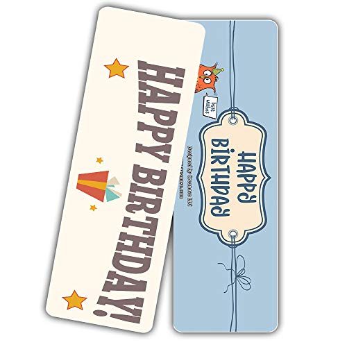 Creanoso Birthday Party Bookmarks (30-Pack) Ã¢â‚¬â€œ Birthday Party Reading Bookmarkers Bulk Card Set Ã¢â‚¬â€œ Premium Quality Cards Ã¢â‚¬â€œ Stocking Stuffers Gift for Boys, Girls, Teens, Kids, Adult
