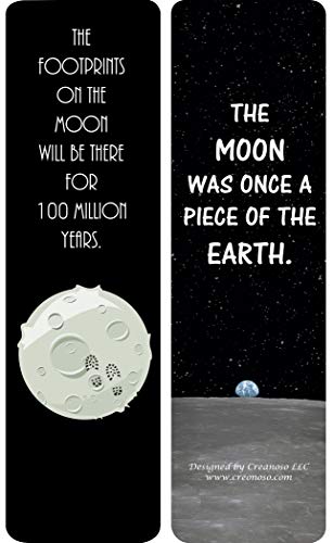 Creanoso Fun facts about the Moon Bookmarks (30-Pack) - Great Gift Idea Set Ã¢â‚¬â€œ Perfect for Loved One or Friend, Especially Those who Loves to Read Books