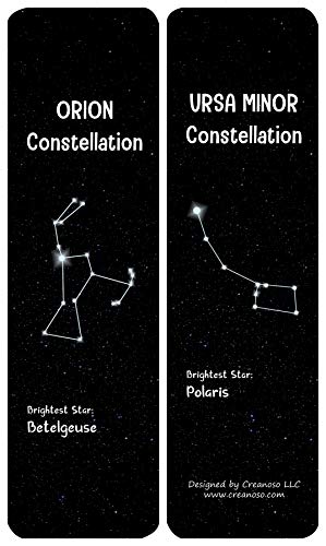 Creanoso Constellations and Their Brightest Stars Bookmarks Cards (30-Pack) - Assorted Designs for Children - Classroom Reward Incentives - Stocking Stuffers Party Favors & Giveaways for Students