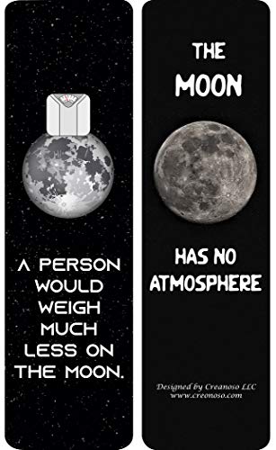 Creanoso Fun facts about the Moon Bookmarks (30-Pack) - Great Gift Idea Set Ã¢â‚¬â€œ Perfect for Loved One or Friend, Especially Those who Loves to Read Books