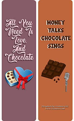 Creanoso Chocolate Lovers Quotes Bookmarks (30-Pack) - Classroom and School Reward Incentives - Gift Ideas for Boys & Girls, Teens