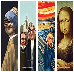 Funny Famous Paintings Bookmarks Cards (10-Sets X 6 Cards)
