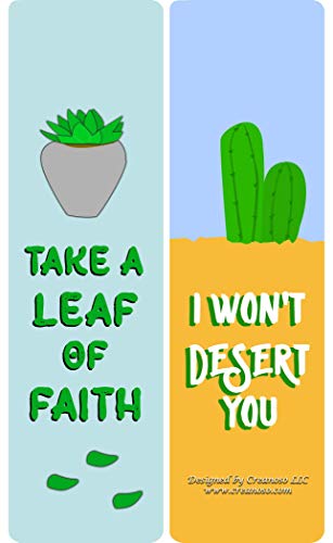 Creanoso Cactus and succulents quotes Bookmarks (30-Pack) - Bookmarker Giveaways for Catcus Lovers,Kids, Girls Ã¢â‚¬â€œ Assorted Collection Bulk Set Page Clip Ã¢â‚¬â€œ Unique Book Reading Rewards Incentive