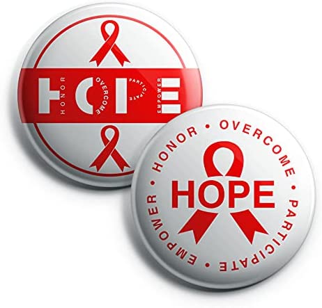 Hope Ribbon Pin Back Buttons Pins (1-Set X 10 Buttons)