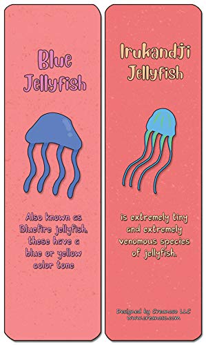 Creanoso Jellyfish Bookmark Cards (60-Pack) - Premium Quality Gift Ideas for Children, Teens, & Adults for All Occasions - Stocking Stuffers Party Favor & Giveaways
