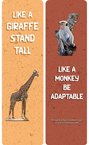 Creanoso Wild Animals Inspiring Sayings Bookmarks (60-Pack) - Assorted Gift Set Card Pack for Men, Women, Boys, and Girls- Classroom and School Reward Incentives