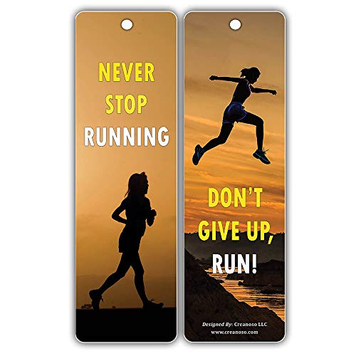 Creanoso Inspiring Running Inspirational Sayings Bookmark Cards (30-Pack) Ã¢â‚¬â€œ Gifts for Adult Runners, Joggers, Athletes, Sprinters Cross Country Marathon Ultramarathon Stocking Stuffers for Men & Women