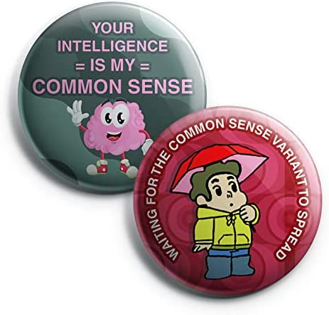 Creanoso Funny Common Sense Button Pins (1-Set X 10 Buttons) - Stocking Stuffers Premium Quality Gift Ideas for Children, Teens, & Adults - Corporate Giveaways & Party Favors