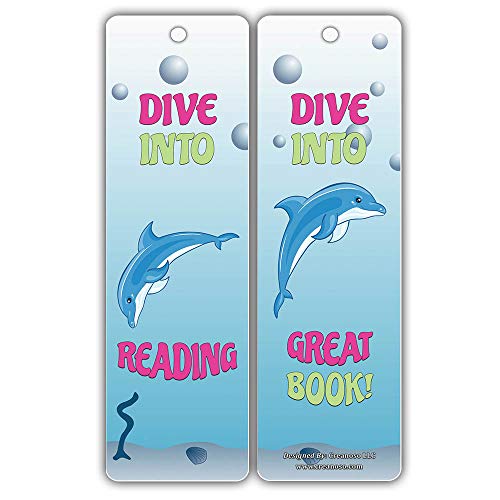 Creanoso Reading Encouragement Dolphin Theme Bookmarks for Kids (60-Pack) ÃƒÂ¢Ã¢â€šÂ¬Ã¢â‚¬Å“ Encouraging Words to Motivate Young Readers ÃƒÂ¢Ã¢â€šÂ¬Ã¢â‚¬Å“ Premium Gift Stocking Stuffers for Boys and Girls