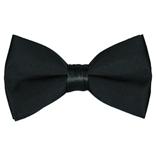 Creanoso Mens Black Bow Tie - Signature Solid Color Black Pre-Tied Bowtie
