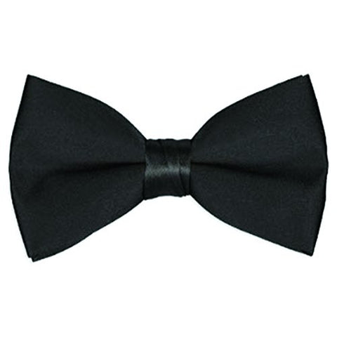 Creanoso Mens Black Bow Tie - Signature Solid Color Black Pre-Tied Bowtie