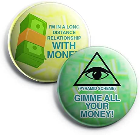 Creanoso Funny Money Button Pins (1-Set X 10 Buttons) - Stocking Stuffers Premium Quality Gift Ideas for Children, Teens, & Adults - Corporate Giveaways & Party Favors