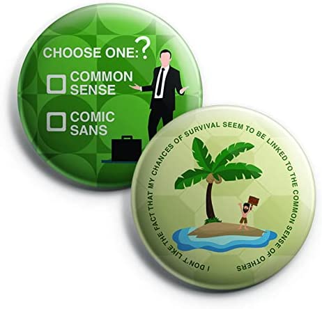 Creanoso Funny Common Sense Button Pins (1-Set X 10 Buttons) - Stocking Stuffers Premium Quality Gift Ideas for Children, Teens, & Adults - Corporate Giveaways & Party Favors
