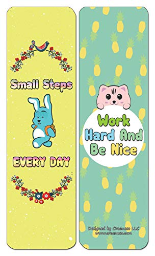 Creanoso Confidence Positive Motivational Bookmarks (30-Pack) - Assorted Designs for Children - Classroom Reward Incentives for Students - Stocking Stuffers Party Favors & Giveaways for Teens & Adults