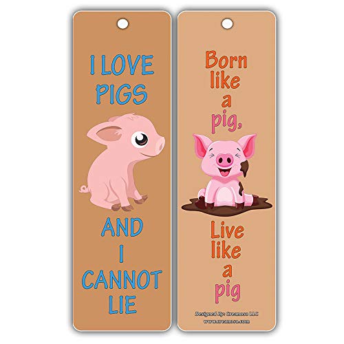 Creanoso Cute Pig Bookmarks (30-Pack) Ã¢â‚¬â€œ Funny and Cute Sayings About Pigs Bookmarkers Card Bulk Set Ã¢â‚¬â€œ Premium Quality Cards Ã¢â‚¬â€œ Stocking Stuffers Gift for Young Animal Lovers, Boys, Girls, Teens