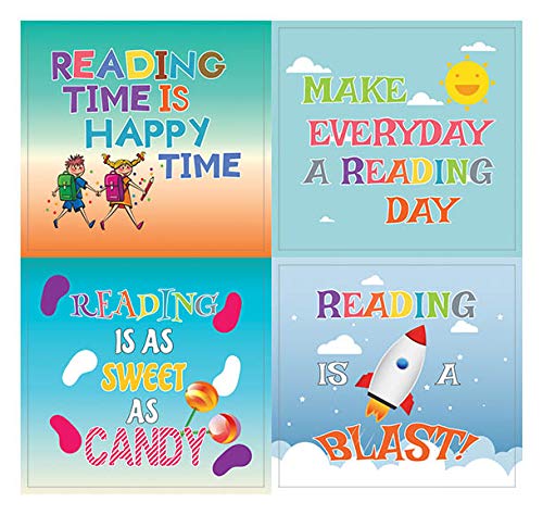 Creanoso Kids Reading Stickers (20-Sheet) â€“ Colorful Inspiring Inspirational Love to Read Books Wall Stickers Premium Gift Set - Parent Teachers Incentives - Rewards Ideas for Boys, Girls