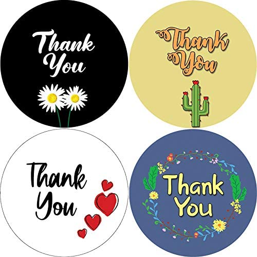 Thank You Stickers (10-Sheet) - 1.5 Round 16 Designs - for Birthdays, Weddings, Giveaways, Bridal Showers and Perfect for Small Business Owner - for Gifts Bags,Envelopes,Bubble mailers& Bags
