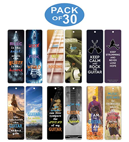 Creanoso Inspiring Inspirational Quotes Guitar Bookmarkers for Guitar Players (30-Pack) Ã¢â‚¬â€œ Motivational Guitar Sayings Ã¢â‚¬â€œ Stocking Stuffers Gift for Musicians, Bass Players, Guitar Lovers
