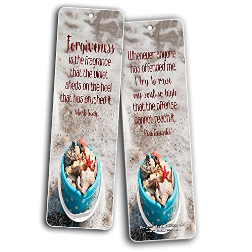 Creanoso Inspirational Bookmarks for Anger Management & Forgiveness Quotes (12-Pack) - Positive Encouragement for Anger Issues Bookmarker - Best Quality Sets