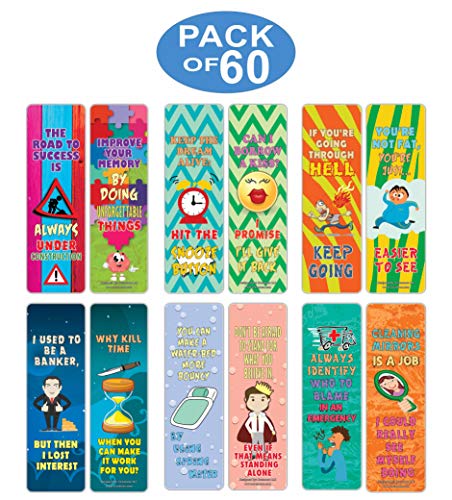 Creanoso Funny One Liners Jokes Motivational Bookmarks Series 1 (60-Pack) ÃƒÂ¢Ã¢â€šÂ¬Ã¢â‚¬Å“ Unique Stocking Stuffers Gifts for Men, Women, Unisex Adults ÃƒÂ¢Ã¢â€šÂ¬Ã¢â‚¬Å“ Cool Book Page Clippers Collection Set ÃƒÂ¢Ã¢â€šÂ¬Ã¢â‚¬Å“ Awesome Giveaways