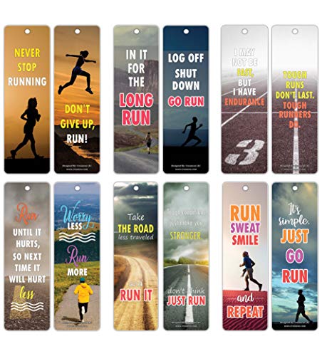 Creanoso Inspiring Running Inspirational Sayings Bookmark Cards (30-Pack) Ã¢â‚¬â€œ Gifts for Adult Runners, Joggers, Athletes, Sprinters Cross Country Marathon Ultramarathon Stocking Stuffers for Men & Women