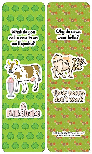 Creanoso Humorous Cow Jokes Bookmarks (30-Pack) - Classroom Reward Incentives for Students and Children - Stocking Stuffers Party Favors & Giveaways for Teens & Adults