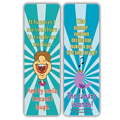 Creanoso Happiness One Liners Jokes Bookmarks Series 2 (30-Pack) Ã¢â‚¬â€œ Six Assorted Quality Bookmarker Cards Set Ã¢â‚¬â€œ Premium Gift Token Giveaways for Men, Women, Adults Ã¢â‚¬â€œ Cool Book Page Clippers