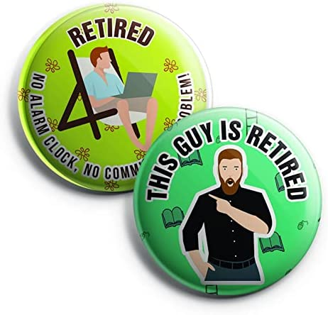 Creanoso Funny Retired Pinback Buttons (1-Set X 10 Buttons) - Stocking Stuffers Premium Quality Gift Ideas for Children, Teens, & Adults - Corporate Giveaways & Party Favors