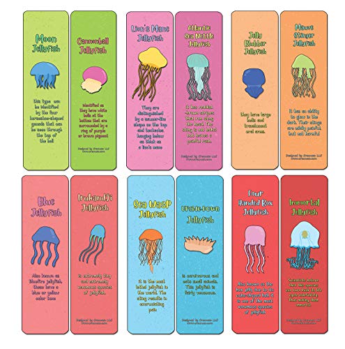 Creanoso Jellyfish Bookmark Cards (60-Pack) - Premium Quality Gift Ideas for Children, Teens, & Adults for All Occasions - Stocking Stuffers Party Favor & Giveaways