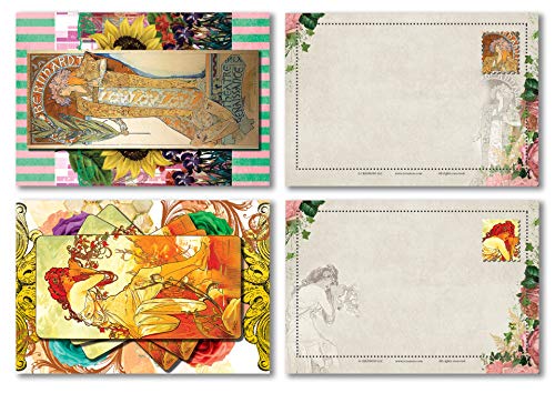 Creanoso Inspiring Alphonse Mucha Art Nouveau Postcards (36-Pack) â€“ Motivational Art Drawing Travel Cards Stocking Stuffers Gifts for Art Lovers, Artists, Men, Women, Teens â€“ Stocking Stuffers Pack