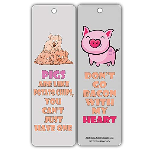 Creanoso Cute Pig Bookmarks (30-Pack) Ã¢â‚¬â€œ Funny and Cute Sayings About Pigs Bookmarkers Card Bulk Set Ã¢â‚¬â€œ Premium Quality Cards Ã¢â‚¬â€œ Stocking Stuffers Gift for Young Animal Lovers, Boys, Girls, Teens