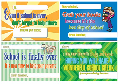 Creanoso School Break Appreciation Postcards (60-Pack) â€“ Assorted Card Stock Bulk Set â€“ Premium Quality Appreciation Greeting Cards Stock â€“ Cool Gift Tokens for Teachers to Students â€“ Note Card