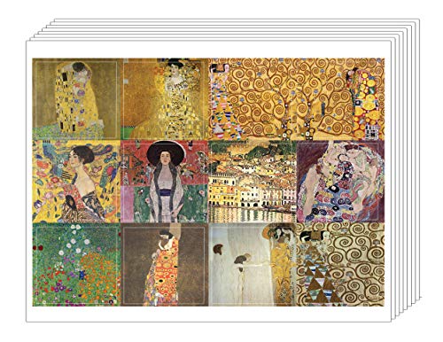 Creanoso Klimt Art Stickers (10-Sheet) â€“ Total 120 pcs (10 X 12pcs) Individual Small Size 2.1 x 2. Inches , Unique Designs DIY Decoration Art Decal for Children