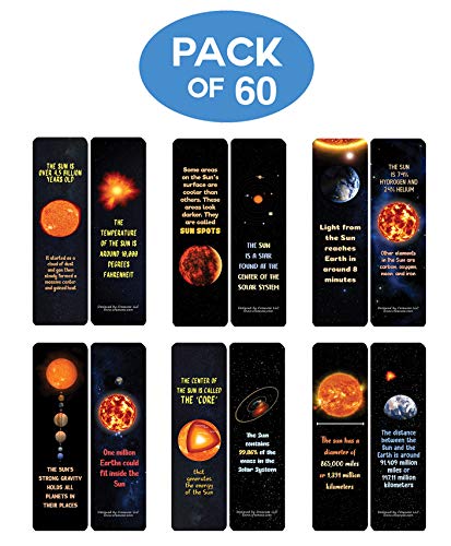 Creanoso Fun Sun Facts Bookmarks (60-Pack) - Premium Quality Gift Ideas for Children, Teens, & Adults for All Occasions - Stocking Stuffers Party Favor & Giveaways