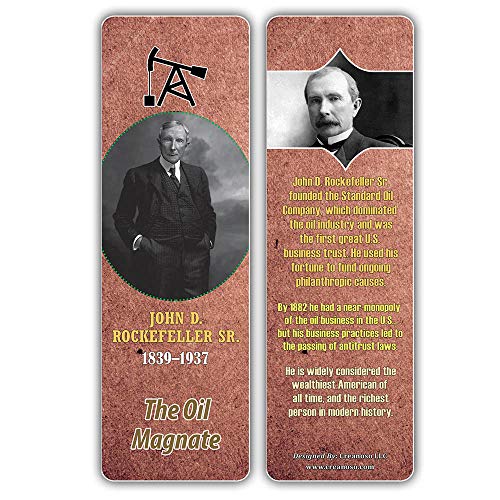 Creanoso Historical Fact American Famous Industrialists Bookmark Cards (30-Pack) Ã¢â‚¬â€œ Learning Reading Bookmarks Collection Set Ã¢â‚¬â€œ Stocking Stuffers for Boys, Girls, Kids Ã¢â‚¬â€œ Classroom Incentives