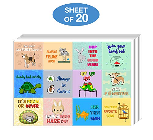 Creanoso Cute Animal Motivational Quotes Stickers (20-Sheet) â€“ Awesome Stocking Stuffers Gifts for Men & Women, Teens, Boys, Girls â€“ Wall Art Decal DÃ©cor Bulk Set â€“ Unique Giveaways Decal Pack