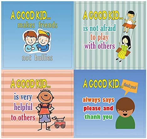 Creanoso A Good Kid Behavior Stickers - Outside (10-Sheet) â€“ Total 120 pcs (10 X 12pcs) Individual Small Size 2.1 x 2. Inches , Waterproof, Unique Personalized Themes Designs, Any Flat Surface DIY Decoration Art Decal for Boys & Girls, Children, Teens