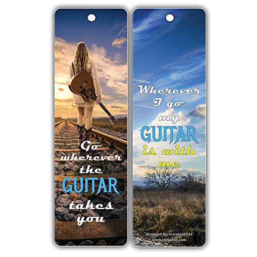 Creanoso Inspiring Inspirational Quotes Guitar Bookmarkers for Guitar Players (30-Pack) Ã¢â‚¬â€œ Motivational Guitar Sayings Ã¢â‚¬â€œ Stocking Stuffers Gift for Musicians, Bass Players, Guitar Lovers