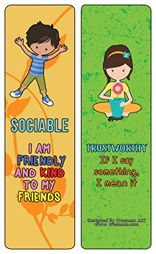Creanoso Powerful Character Traits Bookmarks Series 2 (60-Pack) - Assorted Designs for Children - Classroom Reward Incentives for Students - Stocking Stuffers & Party Favors