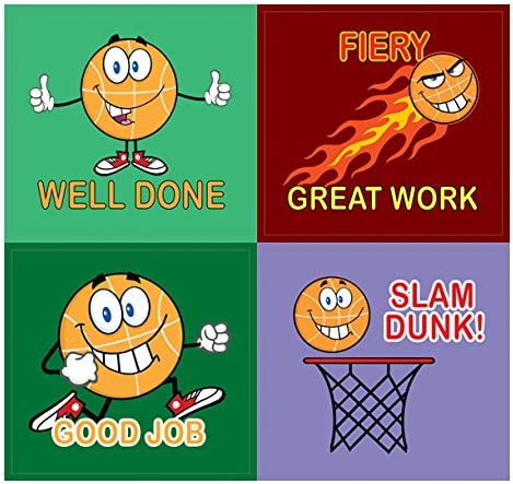 Creanoso Motivational Series Sayings Stickers (Basketball Sport) - 20 Sheets â€“ Positive Encouraging Words Sticky Decal for Boys, Girls, Kids, Teens, Friends â€“ Essential Assorted Collection Set
